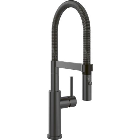 Villeroy & Boch – Mitigeur de cuisine avec bras flexible et douchette – Acier inoxydable – Pivotement 360° – Jet laminaire anti-éclaboussures – 92800005 (1/5)