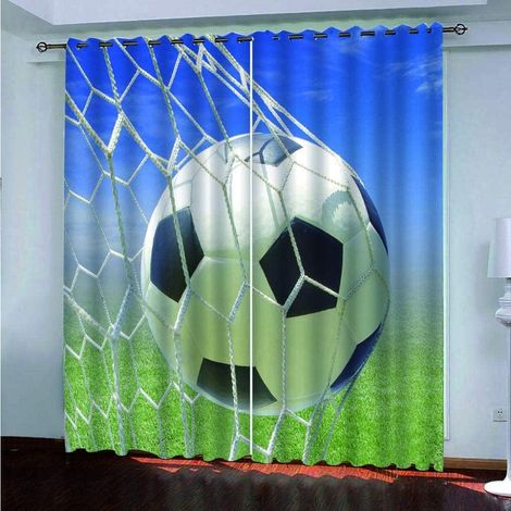 Football Thème Lot de 2 Rideaux Occultants, Football Rideau Thermique Isolant Anti Froid, 140x200, Rideau Occultant avec Œillets Rideau Fenetre - 140L X 200H cm (2 Panneaux) (1/5)