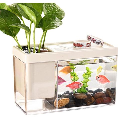 Acuario pequeño y transparente，Mini acuarios de escritorio. Adecuado para bettas (1/5)