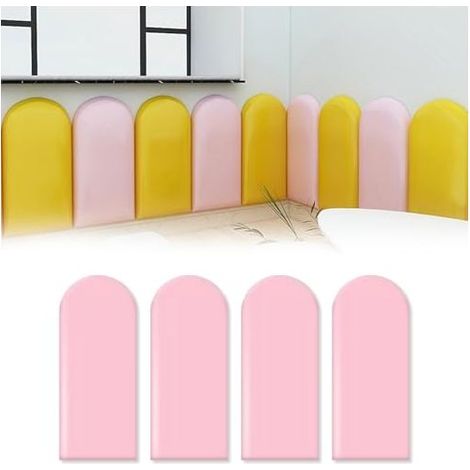 Panneaux muraux 3D, panneaux rembourrés, autocollants, tapis muraux imperméables en PU (rose, 20 x 40 cm, 4 pièces par paquet) (1/5)