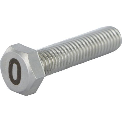 Vis métaux Tête hexagonale TH 8X35 Inox A4 Gravure CHIFFRE 0-1 pièce