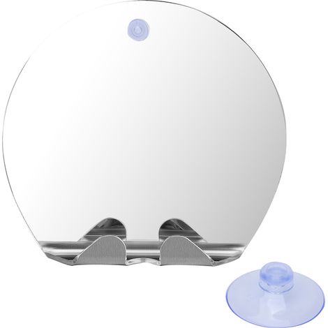 Miroir de douche antibuée rond à ventouse, à fixer au mur, pour salle de bain. (1/5)