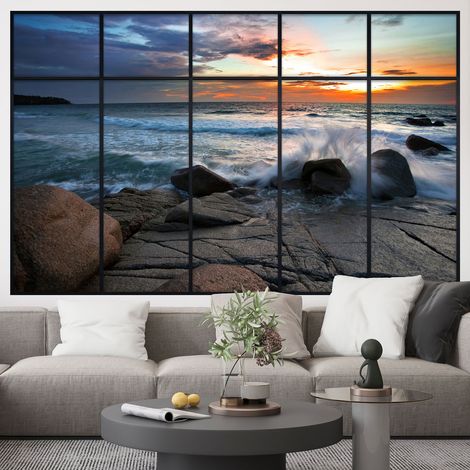 Stickers Trompe l'oeil fenêtre verrière - Mer - 90 x 145 cm (1/5)