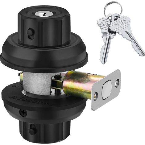 Verrou à pêne dormant, serrure de porte avant à visser sans clé, robuste, monocylindre, haute sécurité avec loquet de nuit non crochable et bouton anti-déverrouillage, alliage de zinc, noir (1/5)