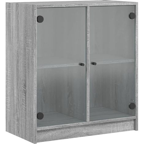 Maison Exclusive - Mobile con Ante in Vetro Grigio Sonoma 68x37x75,5 cm