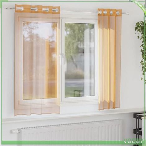 4102090 Rideaux en voile avec illets 2 pcs orange 140x175 cm (1/5)