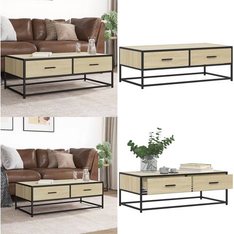 vidaXL Couchtisch Sonoma-Eiche 100x50x35 cm Holzwerkstoff und Metall (1/5)
