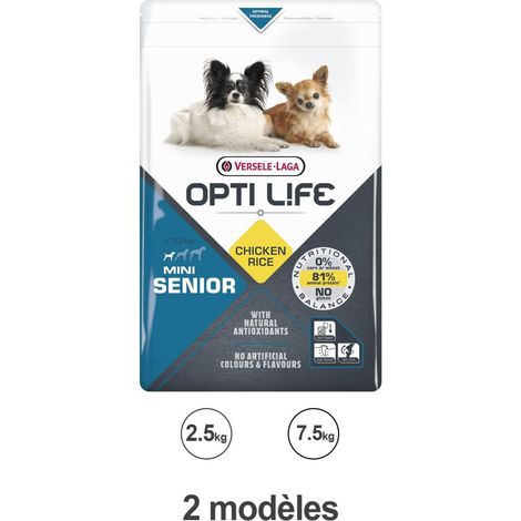 Croquettes Opti Life chien mini senior Poulet : 2.5 kg (1/4)