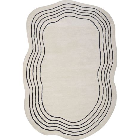 Tappeto moderno in viscosa e lana fatto a mano di forma irregolare 200 x 300 cm Beige Ramzan
