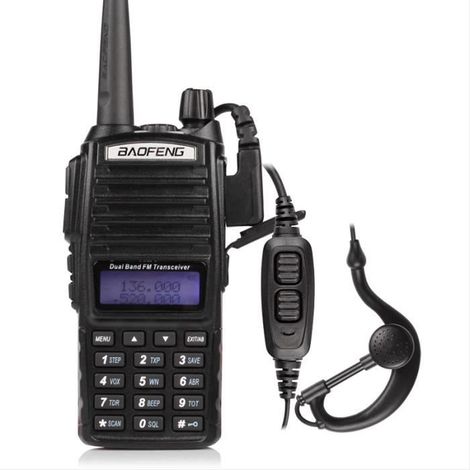 Baofeng UV-82 Talkie-walkie FM radio VHF/UHF à double PTT avec double bande/affichage/veille longue portée (Casque ajouté) (1/4)