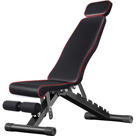 Banco de ejercicios, respaldo ajustable, estructura de acero resistente, color negro. (1/2)