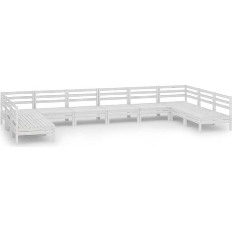 Maison Exclusive - Set Salotto da Giardino 10 pz Bianco in Legno Massello di Pino