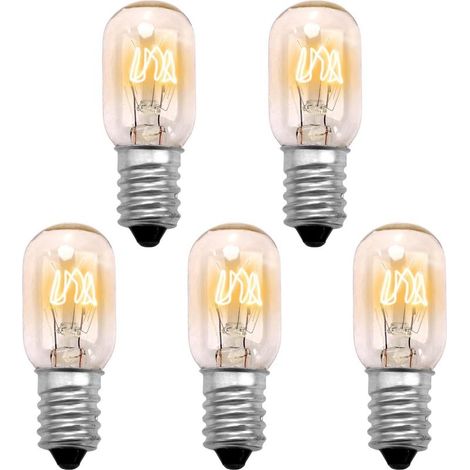 5x Ampoule Frigo 15W E14 Ampoule Lampe de Sel Dimmable Blanc Chaud, Ampoule Hotte Aspirante, 2700K 300 Degré Lampe pou Four, Machine à Coudre, Micro-ondes, Refrigerateur [Classe énergétique G] (1/5)