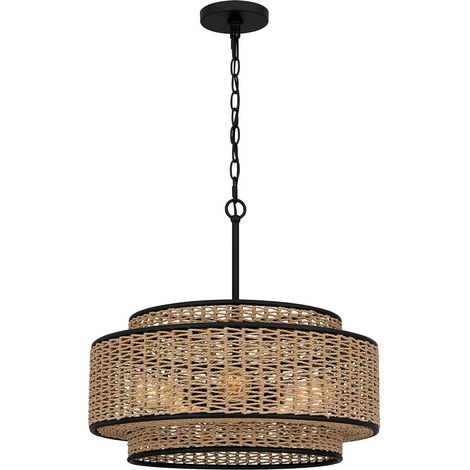 Elstead Quoizel Teton Suspension cylindrique contemporaine noire mate, 5 ampoules E27