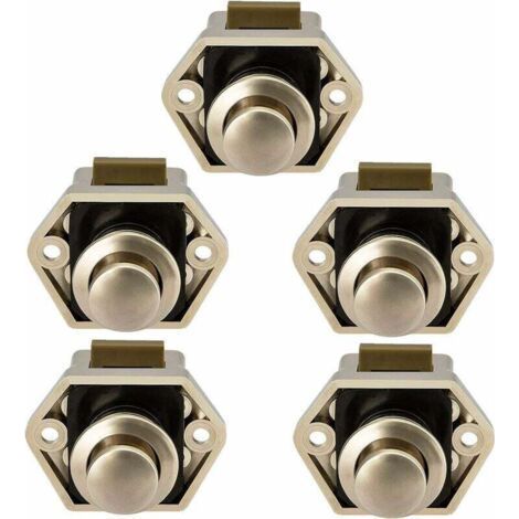 Bouton Poussoir Camping Car - Loquet Serrure Bouton Fermeture Porte Placard pour RV Caravane de Moteur 5 pièces (Nickel) (1/4)
