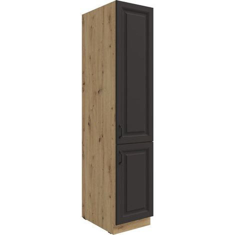 Küchen Vorratshochschrank 40 cm Stilo Grau + Eiche Artisan Küchenzeile Küchenblock Einbauküche Landhaus Küche (1/5)