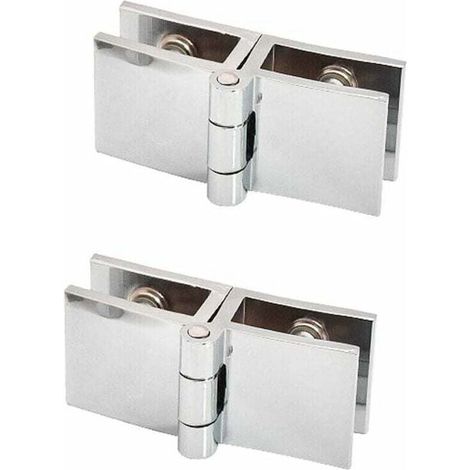 2 piezas de bisagras de clip para puertas de vidrio de 180 grados sin necesidad de taladrar, para vidrios de 5 mm a 8 mm de espesor.
