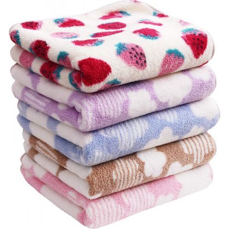 Juego de 5 toallas de baño de forro polar coral, suaves, absorbentes y de secado rápido. (1/5)