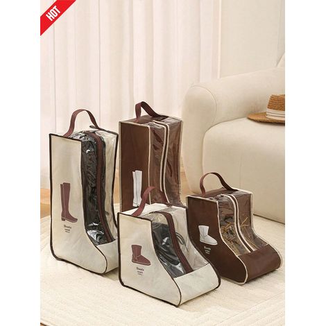 Sac de rangement pour bottes, housse anti-poussière transparente pour bottes montantes pour femmes, en non-tissé avec fermeture éclair, respirant, organisateur de placard qui économise de l'espace (1/4)
