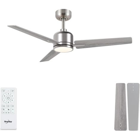 107cm Ventilateur de Plafond avec Lumières Bois, Ventilateur de Plafond Argent avec Télécommande Silencieux Chambre, Plafonnier Ventilateur avec Pales MDF Réversible pour Salon Cuisine Terrasse (1/5)