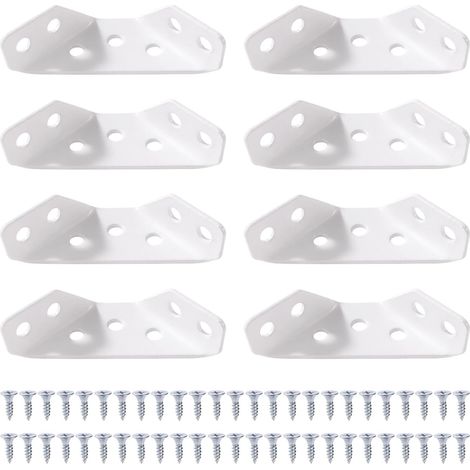 8 Pièces Épaisseur 1.5mm Connecteurs D'angle en Acier Inox, Équerres D'angle Trapézoïdales, avec 50 vis, pour Meubles en Bois Étagères Tables Chaises, Petit Blanc (1/5)