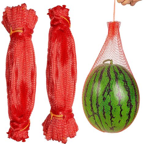 Lot de 100 filets de soutien pour pastèques, 45 cm, réutilisables, avec cordon de serrage pour melons et courges. (1/5)
