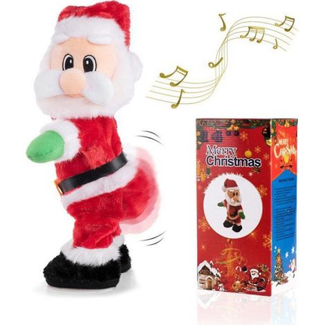 Pere Noel Musical - 36 cm - Flanelle et PVC - Jouet de Noël pour Enfants - 1 piece
