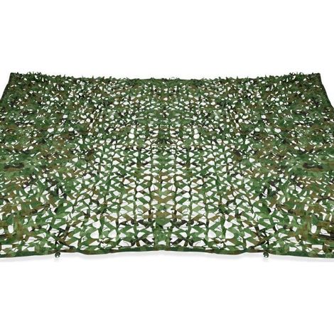 Voile d'ombrage rectangulaire design ombrière camouflage 3x5 M treillis vert