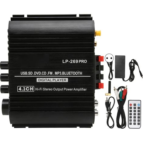 Amplificateur Bluetooth 5.0 HiFi Stéréo 4.1 Canaux, Système de Réception Sans Perte Multi-Lecture avec Télécommande, Prise UE 100-240V (1/5)
