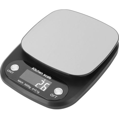 Balançoire de cuisine en acier inoxydable noir 3kg/0,1g électronique portable pour cuisson et pâtisserie (1/5)