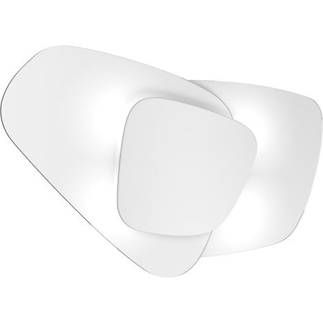 Plafoniera vetro top light strategy 1196 plp e27 led lampada soffitto parete, finitura metallo bianco