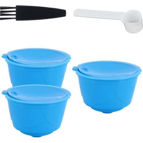 Kit d'accessoires pour machine à café DOLCE GUSTO avec capsules rechargeables, filtre et cuillère (3 capsules bleues)
