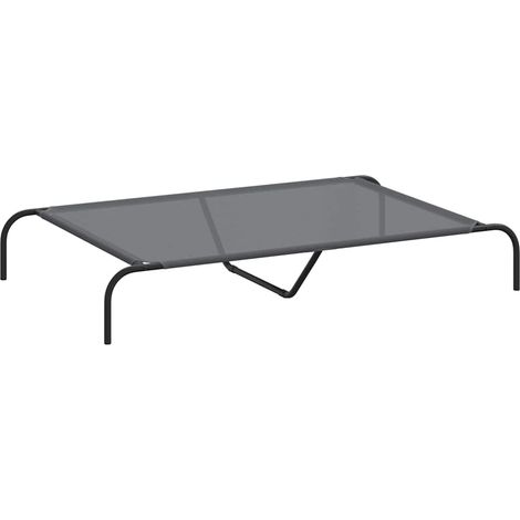 Lit surélevé pour chien gris 130x80x20 cm textilène et acier CFW82736 (1/5)
