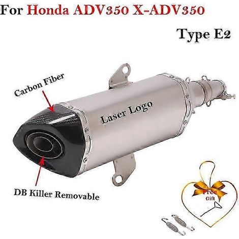 Sistema De Escape Para Motocicleta Honda Adv350 X-adv 350, Tubo De Enlace Medio Modificado, Silenciador De Fibra De Carbono De 51mm, Db Killer( Type E2) (1/5)