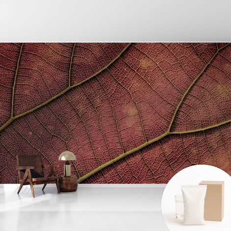 Papier peint intissé avec imprimé installation simple qualité excellente sans désordre - Colle incluse gratuite Texture feuillue 416x254 cm (1/5)