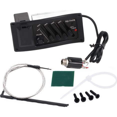 Préamplificateur pour guitare acoustique-électrique - Contrôles BASS, MID, TREB et PRES - Modèle 7545R en bois classique