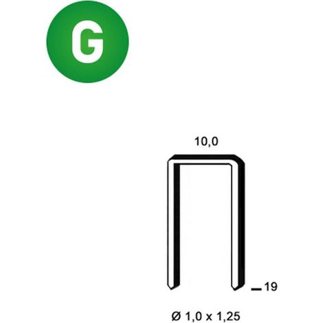 5 200 Agrafes G-19 - Galvanisées Résinées - 10x19x1x1.25 mm - D-Work