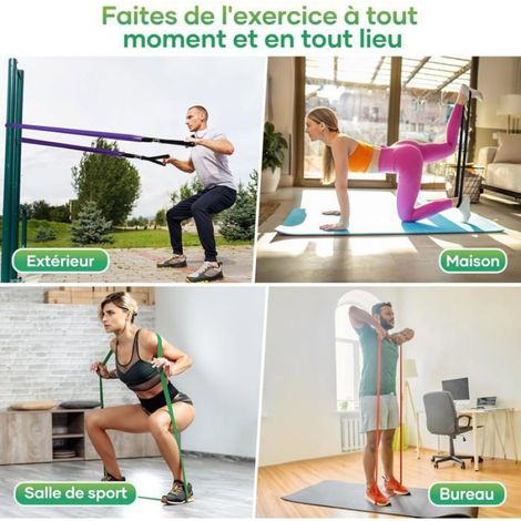 5 élastiques musculation, 5 niveaux, avec poignées, ancre de porte pour fitness (1/5)
