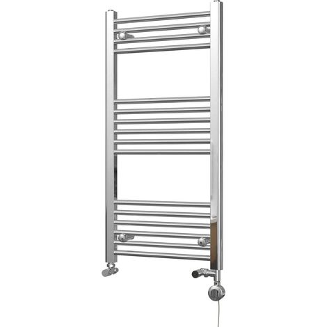 Zennor - Chrome Dual Fuel Towel Rail H1000mm x W500mm Thermostatic - Straight (1/3)