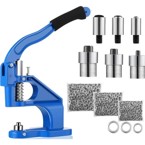 Presse à œillets Professionnelle Presse à œillets Presse à Rivets Presse à Bouton-Pression avec 1500 œillets (diamètre intérieur 6 mm, 10 mm, 12 mm)