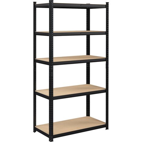 Estantería carga pesada metálica 180 x 90 x 40 cm 5 niveles carga total 875 kg (175 kg/nivel) estantería de almacenamiento baldas ajustables para garaje sótano negro 120002719 (1/4)