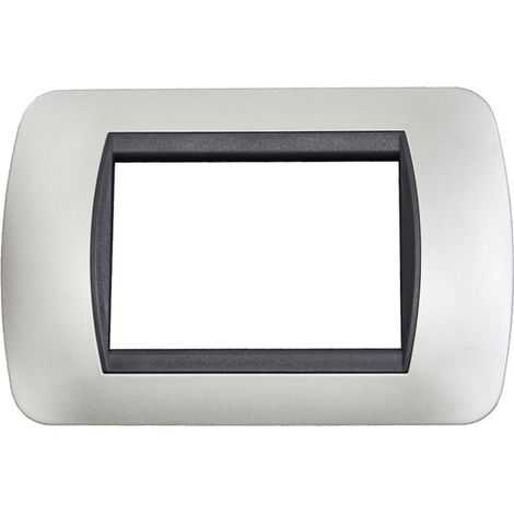 Placca Interruttore 3 Moduli Compatibile Living Copri Placchetta Silver c6603 (1/2)