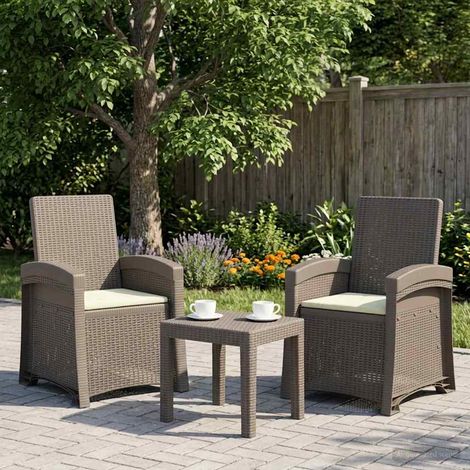 Teenpull – Liegesessel Garten Rattan-Optik 2 pcs Hellgrau und Creme PP (1/5)