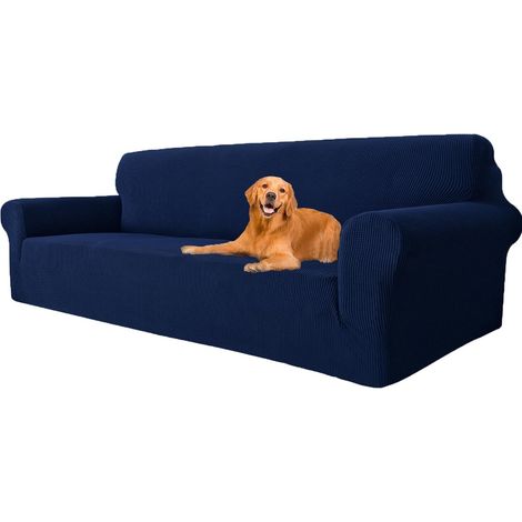 Housse de canapé extensible, protège-canapé, convient aux canapés 4 places, bleu foncé, largeur 235-300 cm (1/5)