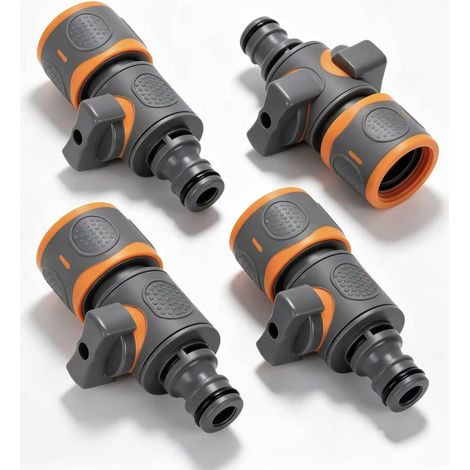 4 Pièces Raccord Tuyau D'arrosage, Vanne de Régulation Vanne de Contrôle du Débit d'eau Connecteur Rapide Robinet D'arrêt Raccord pour D'Arrêt Robinet Valve Switch Arrosage de Jardin Pelouses (1/5)