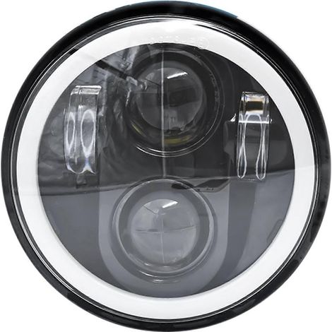 Phare LED de 5,75 pouces, phare de moto de 5-3/4 pouces avec feux de jour à halo blanc, adapté aux modèles Harley Sportster, Iron 883, Dyna, Street Bob et autres. (1/5)