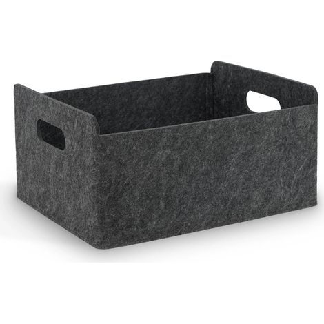 Panier de rangement en feutre épais et résistant - Organisateur de placard/étagères, boîte de rangement pour la maison/le bureau/papier A4, noir (1 pièce) (1/5)