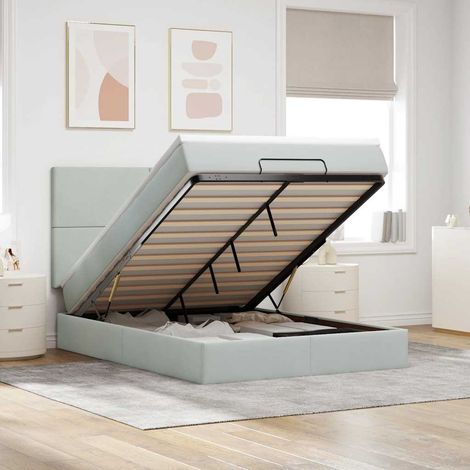 Estructura cama otomana colchones gris claro 140x190cm vidaXL (1/5)