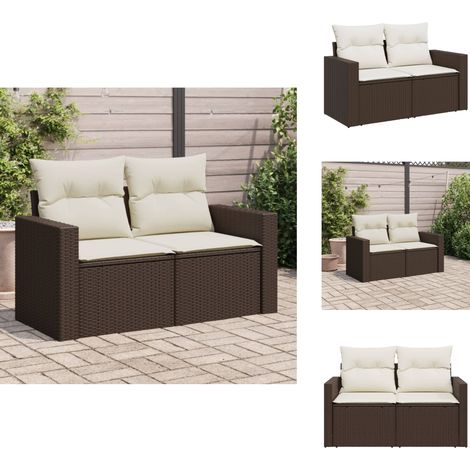 Canapé de jardin avec coussins 2 places marron résine tressée - Canapé De Jardin - Salon De Jardin - Meuble De Jardin - Résine Tressée - Rotin Synthétique (1/5)