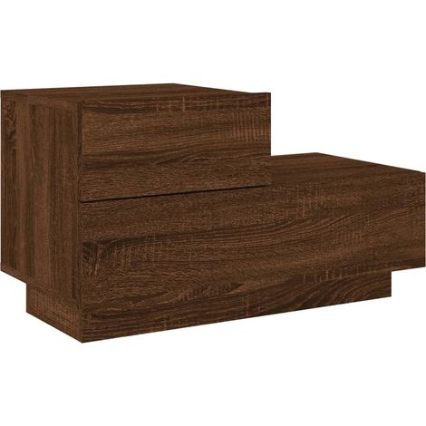 Mesita de noche con luces LED y cajones 70 x 36 x 40,5 cm madera de ingeniería marrón DEC033183 (1/5)
